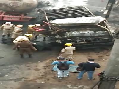 body burned after the ACCIDENT