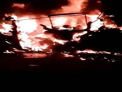 [FIRST PART] Car Bursts Into Flames, Leaving Charred Corpse of Driver in a Position Worthy of a Horror Movie