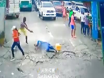 Tradesman Waiting at Market Shot in the Head