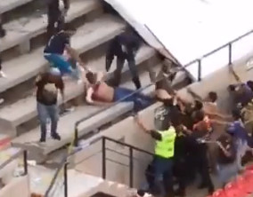 Guy Savagely Beaten by Entire Stadium