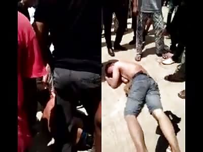 THIEF BLOWED BY FURIOUS PEOPLE