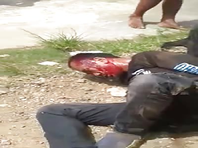 Thief hit by angry people