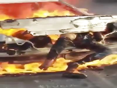 Body Burning Inside the Car After Accident