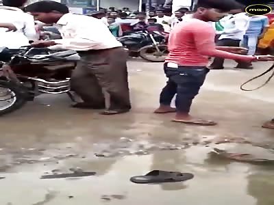 THIEF BLOWED BY FURIOUS PEOPLE