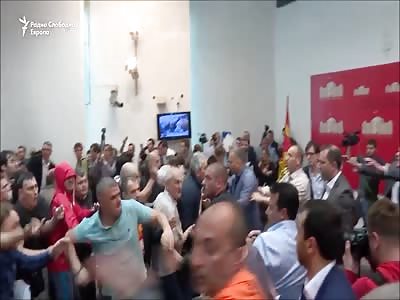 Macedinian Citizens enter in Parliament and Beat Party Leaders 4/27/2017 in HD