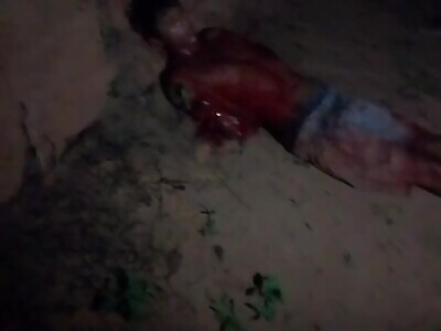 thief was tearing with machete