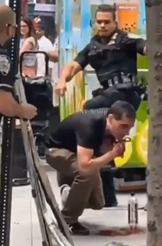 Crazy Dude Stabs Himself With Scissors in the Throat