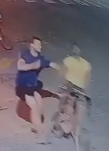 Cyclist takes a brutal punch