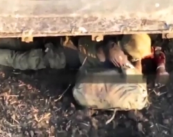 ORC on a motorcycle is hunted and killed by drone