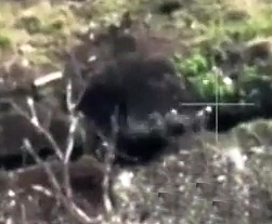 Ukrainian soldiers walk through mined trench near Bakhmut
