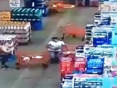 Lady kept bumping man with her cart repeatedly and then this happened