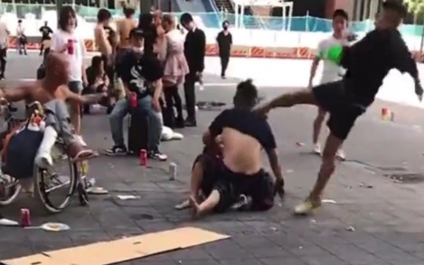 Thug gets instant karma after bullying homeless old man