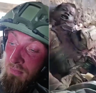 Ukranian soldiers stuck with decomposed bodies under collapsed bulding