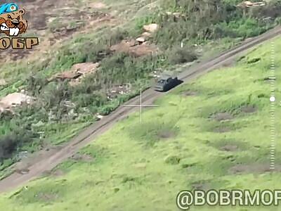 FPV Drone Hit Ukrop Pickup. Zaporozhye area.