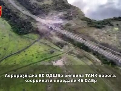 UA arty destroyed russian tank T-80