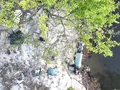 Drone dropping on Russian position