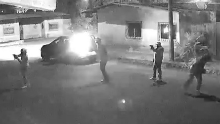 After shooting on target grenade explodes in the gang car