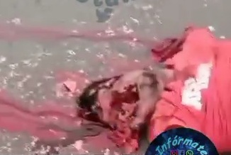 Horrible death of pedestrian crossing street crashed by speeding truck