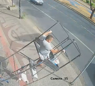 Man Fell with Paint can and Took a Paint Bath