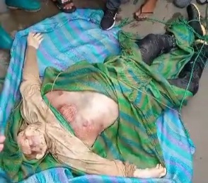 Drowned sailor dead body trapped in the net of boat 