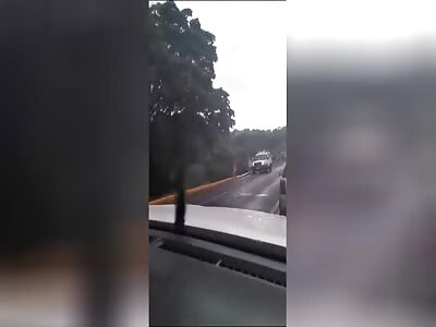 Truck collision with ambulance.