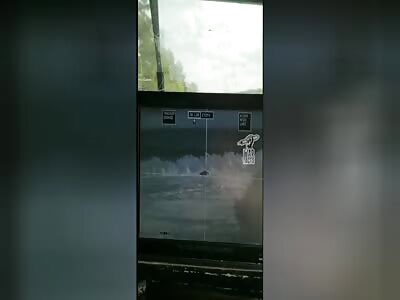 Hit from a TOW ATGM into a Russian tank