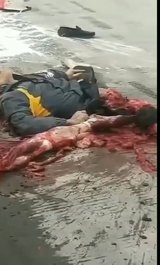 Chinese turned into a bloody mess