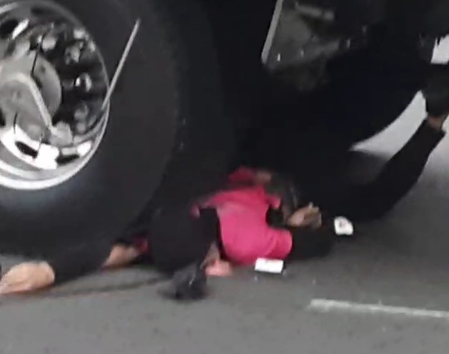 Motorcyclist crashed under fuel truck 