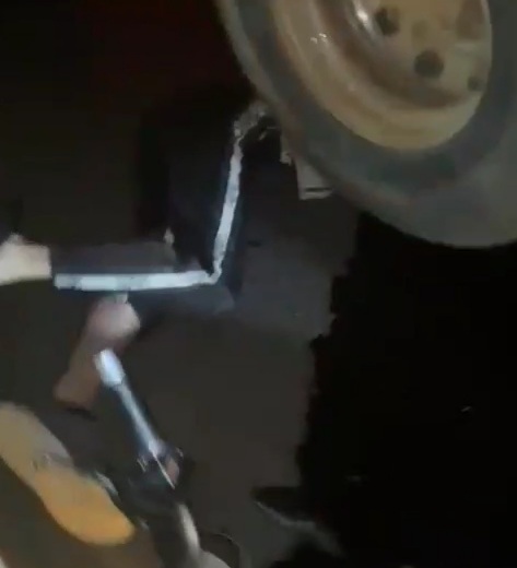 Motorcyclist crashed dead under big loaded truck 