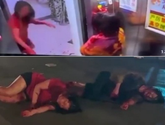 Mother and Daughter Stabbed by Husband Collapse Dead in Street 