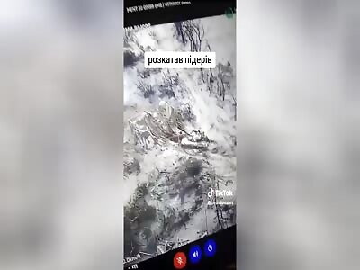 Ukrainian tank crushes Russian cockroaches