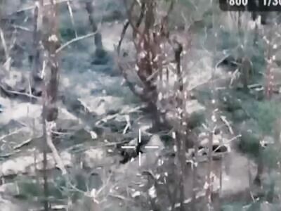 Direct Arty Hit On Ukrop In Trench 