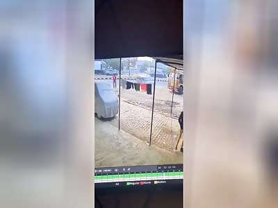 Dude standing by the road gets taken out by out of control car. India