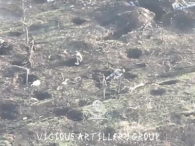 Russian soldiers hit by artillery, decides to shoot himself