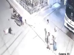 Speeding motorcycle crashed into pedestrians crossing street 