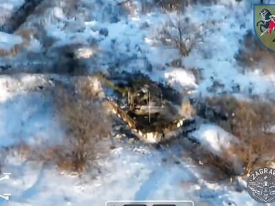 Another russian tank blown to pieces