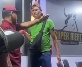 Loud mouth drunk man put to sleep by the bar owner 