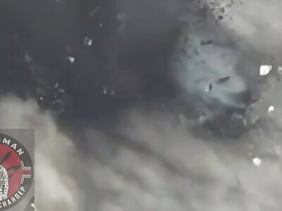 Russian tank explodes into pieces