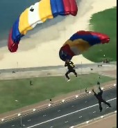 Parachutes become Entangled, Dudes Plummet.