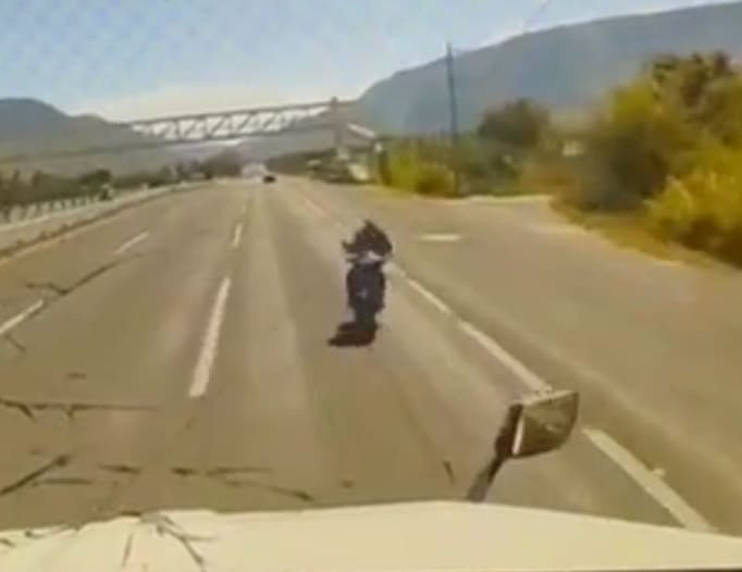 Motorcyclist Versus Truck, No Contest