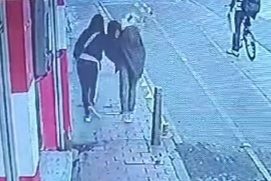 Crazy Homeless Man Beats Woman for no Reason 