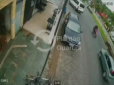 Biker Hits Car Head on