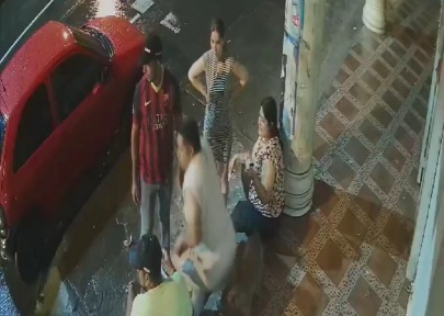 SPEEDING BUS CRASHED A SMALL RED CAR THAT WAS PARKED