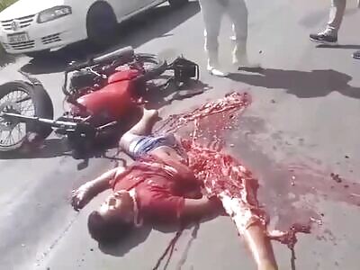 victim who was riding motorbikes was crushed into 