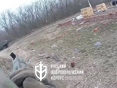 A point-blank strike with an anti-tank missile on a tank