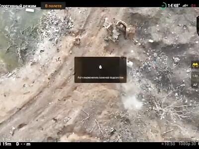 Shitty Russian Soldier Gets a Good Beating by UA Drone