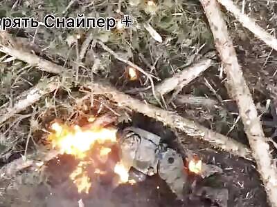 Russian invader is burning alive