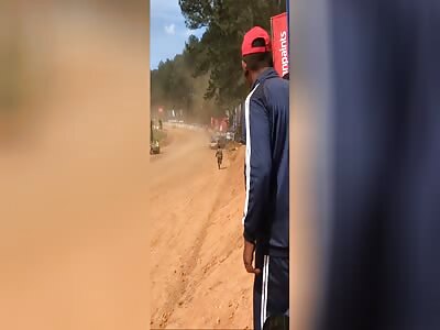 Race car veers off the track and kills 7 (multiple videos) 