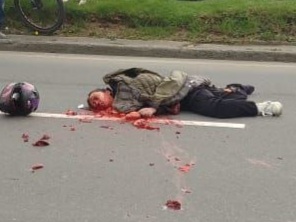 Motorcyclist gored by truck 