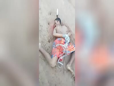 Brutally tortured and with a knife to his head